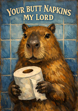 Capybara Holding Toilet Paper