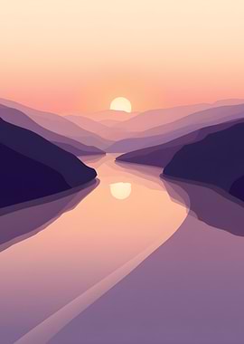 Serene Mountain Landscape at Sunset