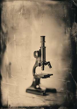 Antique Microscope on Textured Background