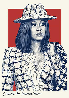 Cardi B Portrait with Hat and Jacket
