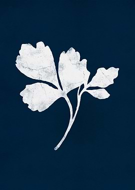 Midnight Navy Botanical Silhouette - Dark Minimalist Art