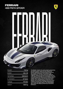 Ferrari 488 Pista Spider Poster
