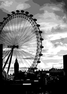 London Eye and Big Ben Silhouette