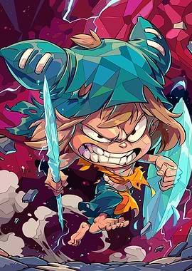 Anime character with ice sword