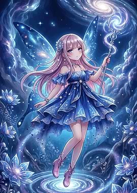 Cosmic Fairy with Magic Staff