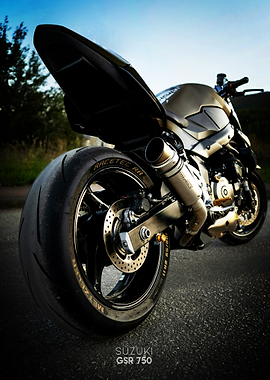 Suzuki GSR 750 Motorcycle Rear View Poster