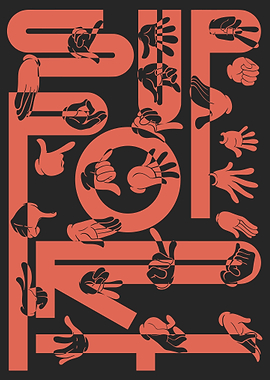 POP Art Poster, Comic Style Hands Graphic Print, Bold Modern Typography Wall Art