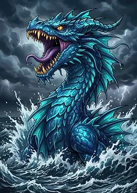 Blue Sea Dragon in Stormy Seas