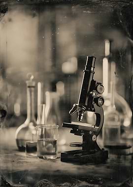 Vintage Microscope and Lab Equipment