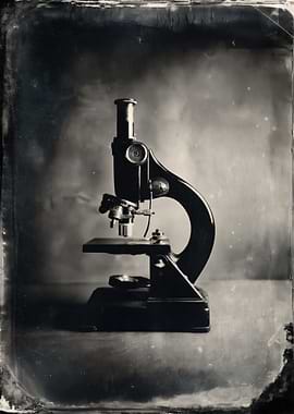 Antique Microscope on a Table