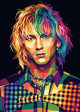 Colorful Pop Art Portrait of Machine Gun Kelly