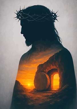 Jesus Christ with Crown of Thorns and Empty