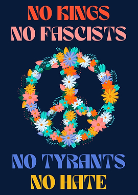 Peace Symbol with Flowers and Text