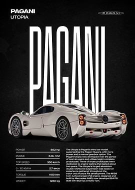 Pagani Utopia Car Poster