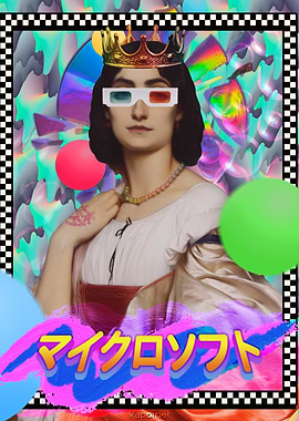 Vaporwave Styled Retro Quen with 3D Glasses