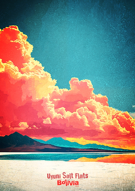 Uyuni Salt Flats Bolivia travel Poster