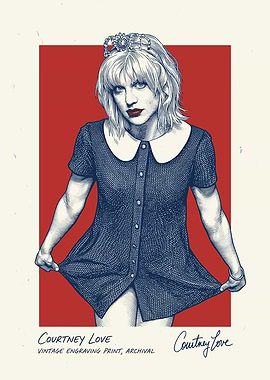 Courtney Love Vintage Engraving Print