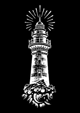 Lighthouse on Rocky Shore