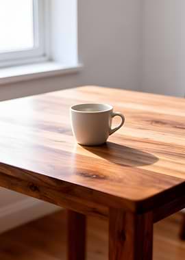White mug on a wooden table
