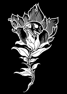 Skull Flower Tattoo Design