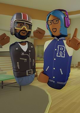 Two cartoon characters posing