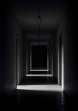 Dark Hallway with Light Streaks