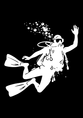 Scuba Diver Waving with Bubbles