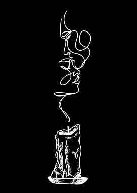 Candle and Abstract Faces