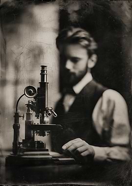Victorian Scientist with Microscope