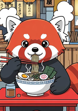 Red Panda Eating Ramen