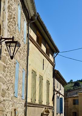 Old European Street with Stone Buildings