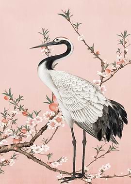 Crane and Peach Blossoms