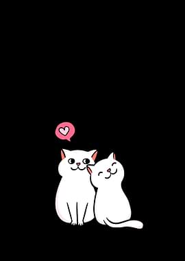 Two White Cats in Love