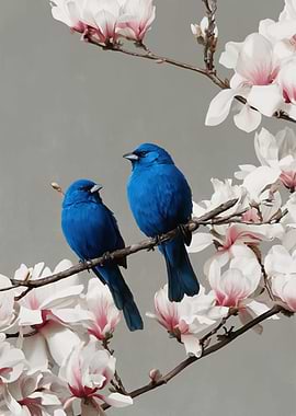 Two Blue Birds on a Branch