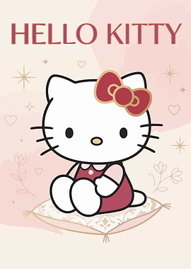 Hello Kitty Sitting on a Pillow
