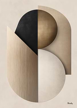 Minimal Luxury Art Deco Geometry – Gold, Wood and Neutral Abstract Design