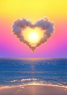 Heart-shaped Cloud Over The Ocean