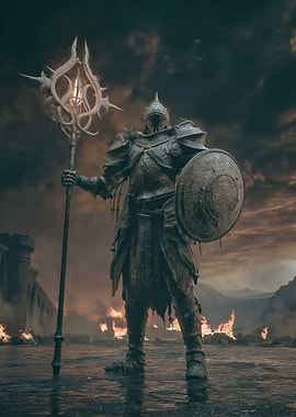 Dark Knight with Staff and Shield