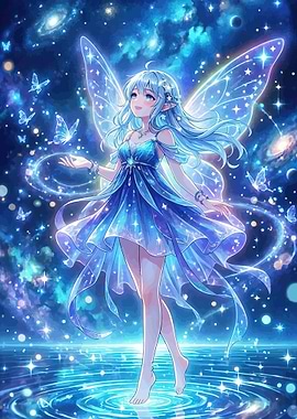 Cosmic Fairy in Starry Night
