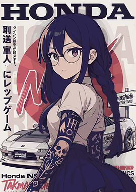 Anime Girl with Honda NSX