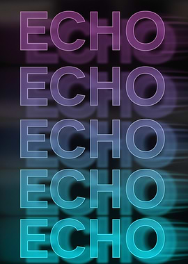 Vaporwave Echo Text Art - Minimalist Gradient Typography Poster