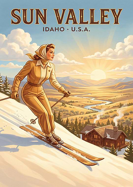 Sun Valley Idaho Vintage Ski Poster