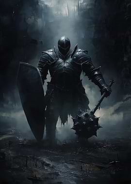 Dark Knight with Mace and Shield