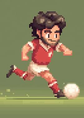 Pixel Art Football Player Kicking Ball