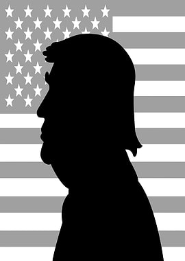 Silhouette of Donald Trump against US Flag