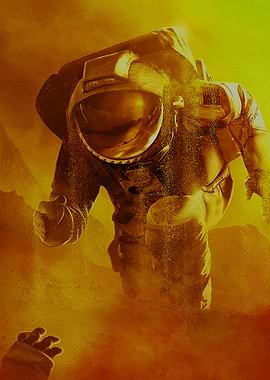 Astronaut in dusty environment