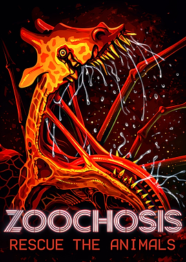 Horror Giraffe Creature with Text