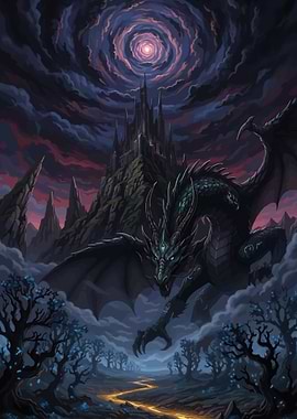 Dragon Castle in a Mystical Landscape