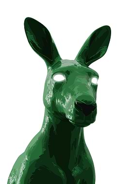 Green Kangaroo with Glowing Eyes