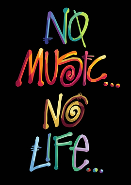 No Music No Life Text Art